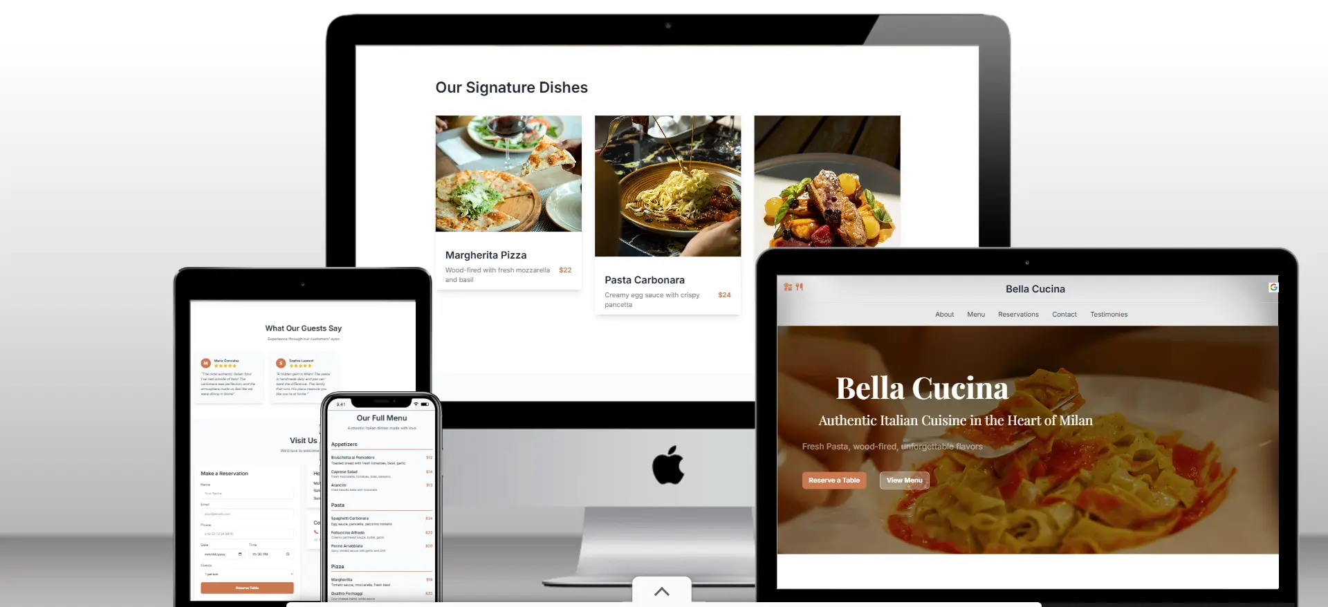 Bella Cucina Restaurant Website Mockup